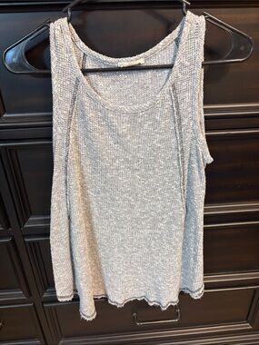 Hummingbird Light Gray Ribbed Knit Tank Top
